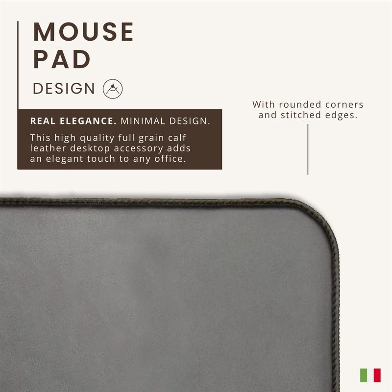 Maruse Italian Leather Mouse Pad for Home or Office Desktop, Handmade in Italy, Black - Image 3